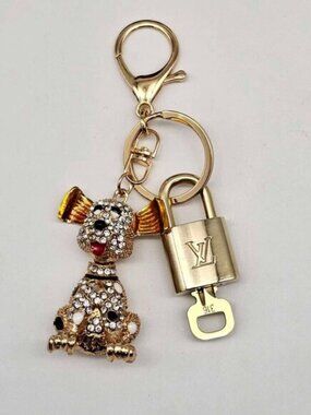 Authentic Louis Vuitton Gold Lock & Key ✨ Bag Charm Unbranded Dog Keychain